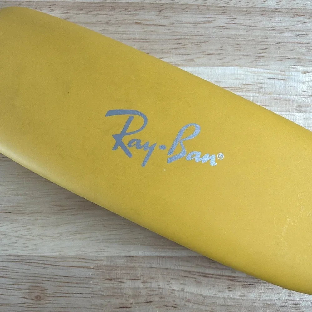 RAY-BAN Eyeglass Sunglass Case Hard Shell Vibrant YELLOW Flip Top Red Interior